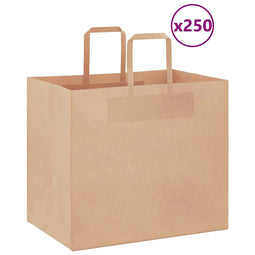 Papieren kraftzakken 250 st met hengsels 32x22x28 cm bruin