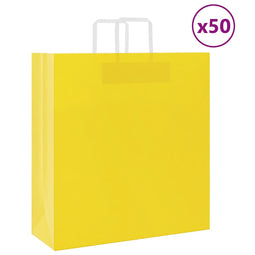 Papieren kraftzakken 50 st met hengsels 45x17x48 cm geel