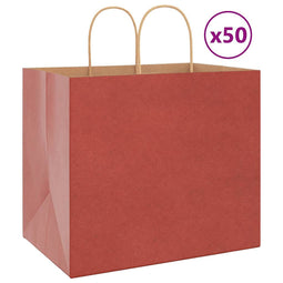 Papieren kraftzakken 50 st met hengsels 32x22x28 cm rood