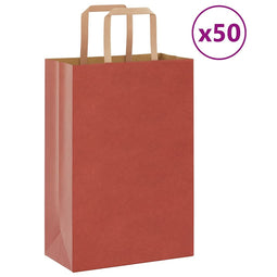 Papieren kraftzakken 50 st met hengsels 21x11x31 cm rood