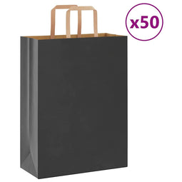Papieren kraftzakken 50 st met hengsels 26x12x35 cm zwart