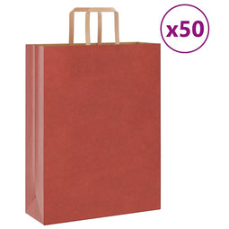Papieren kraftzakken 50 st met hengsels 32x12x42 cm rood