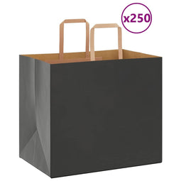 Papieren kraftzakken 250 st met hengsels 32x22x28 cm zwart