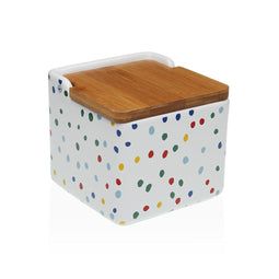 Zoutvaatje met deksel Versa DOTTY Keramisch Dolomite 12,2 x 11,5 x 12,2 cm
