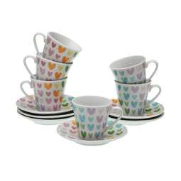 Set van Kopje met Schotel Versa Porselein Hartjes