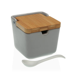 Suikerpot Versa Met deksel Keramisch (8,8 x 10,3 x 8,8 cm) Kleur Grijs