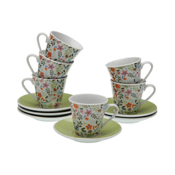 Set van Kopje met Schotel Versa Porselein Blommor