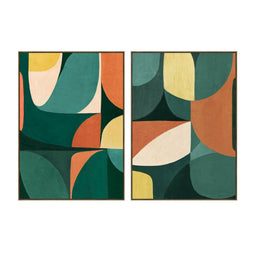Schilderij Home ESPRIT Groen Modern Stads 100 x 4 x 140 cm (2 Stuks)