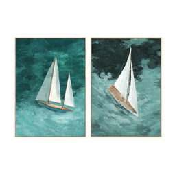 Schilderij Home ESPRIT Turkoois Kaarsenmaker Mediterrane 90 x 4 x 120 cm (2 Stuks)