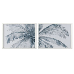 Schilderij Home ESPRIT Blauw Wit Palmen Mediterrane 80 x 2 x 60 cm (2 Stuks)