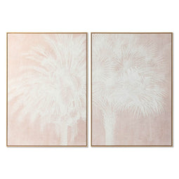 Schilderij Home ESPRIT Wit Beige Palmen Tropisch 100 x 4 x 140 cm (2 Stuks)