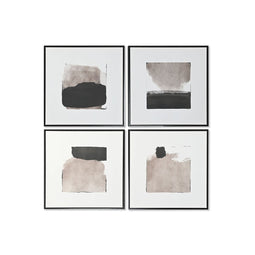 Schilderij Home ESPRIT Wit Bruin Zwart Abstract Stads 60 x 4 x 60 cm (4 Stuks)
