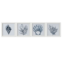 Schilderij Home ESPRIT Blauw Wit Mediterrane 35 x 2 x 35 cm (4 Stuks)