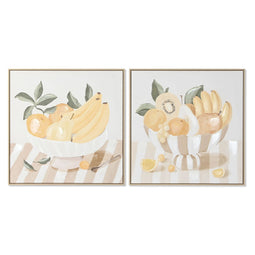 Schilderij Home ESPRIT Geel Beige Cottage 80 x 4 x 80 cm (2 Stuks)