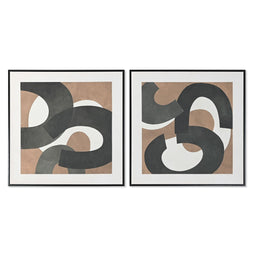 Schilderij Home ESPRIT Bruin Zwart Groen Abstract Stads 80 x 4 x 80 cm (2 Stuks)