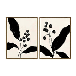 Schilderij Home ESPRIT Zwart Beige Bloem Stads 75 x 4 x 100 cm (2 Stuks)
