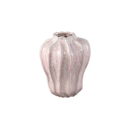 PTMD Hamish Pink Ceramic Round Wavy Shaped Vase M