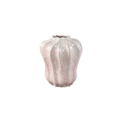 PTMD Hamish Pink Ceramic Round Wavy Shaped Vase S