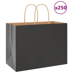 Papieren kraftzakken 250 st met hengsels 32x17x25 cm zwart