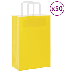 Papieren kraftzakken 50 st met hengsels 21x11x31 cm geel