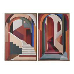 Schilderij Home ESPRIT Abstract Stads 80 x 4,5 x 120 cm (2 Stuks)