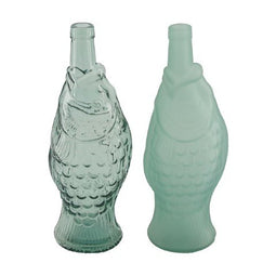 Dijk natural collections - Bottle fish recycled glass diameter 12 x 30 cm C/2