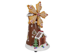 Hit - Kerstmolen LED 34 cm gingerbread 3xAA adapter connection