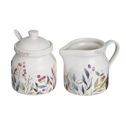 Melk- en Suikerpot BERRIES Wit Rood Groen Keramiek 250 ml 18,5 x 9 x 10 cm