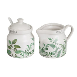 Melk- en Suikerpot GREENS Wit Groen Keramiek 250 ml 18,5 x 9 x 10 cm