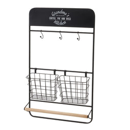 Keukenrolhouder Zwart Natuurlijk Ijzer 38 x 7,5 x 61 cm