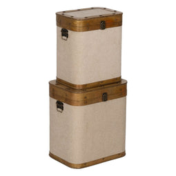 Kofferset Bruin Beige Polyester Populierenhout 40 x 30 x 45 cm (2 Stuks)