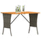 Tuintafel met acaciahouten blad 105x75x72 cm poly rattan grijs