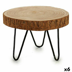 Bijzettafel 28 x 28 x 20 cm Bruin Staal Paulownia hout (6 Stuks)