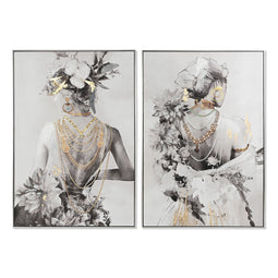 Schilderij Home ESPRIT Vrouw 80 x 3,5 x 120 cm (2 Stuks)