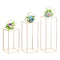 Nuptio Jarrón Dorado para Centros Mesa Boda con Panel Acrílico - Jarrones Altos 3 Piezas para Flores Columna Metal Soporte Centro Mesa Geométrico para Fiesta Cumpleaños Decoración(40cm/60cm/80cm)