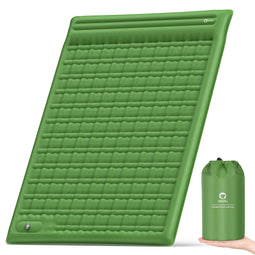 QPAU Camping Isomatte Selbstaufblasend 2 Personen mit Fuß Pumpe, 12CM Ultra-Dicke Verbesserte Unterstützung Aufblasbare Camping Matratze, Ultraleicht Outdoor Luftmatratze zum Wandern Rucksack