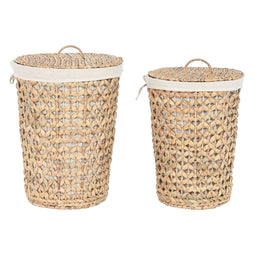 Wasmand DKD Home Decor Natuurlijk Bruin Wit Tropisch 40 x 40 x 58 cm