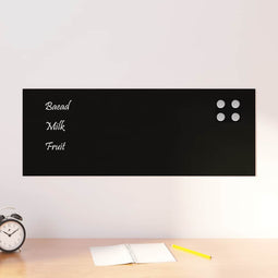 Magneetbord voor aan de wand 80x30 cm gehard glas zwart