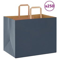 Papieren kraftzakken 250 st met hengsels 32x22x24 cm blauw