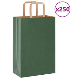 Papieren kraftzakken 250 st met hengsels 21x11x31 cm groen