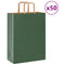 Papieren kraftzakken 50 st met hengsels 26x12x35 cm groen