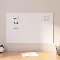 Magneetbord voor aan de wand 80x50 cm gehard glas wit