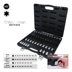 KS Tools 1/2 Set RIBE bit-doppen, 32-dlg, kort, lang en extra lang