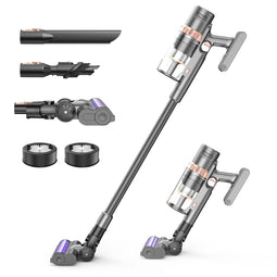 Akku Staubsauger,Staubsauger Kabellos 28.000Pa Starke Saugleistung,65Min. Laufzeit ,Kabelloser Staubsauger mit LED-Anzeige,6-in-1Akku Stielstaubsauger mit Wandhalterung für Tierhaare Hartböden Teppich