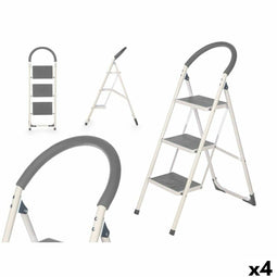Opvouwbare ladder met 3 tredes Kipit 10109 Grijs Staal 38 x 117 x 5 cm (4 Stuks)