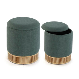 Verwijderbare poef Versa Groen Bamboe Hout MDF 36 x 44 x 36 cm (2 Onderdelen)