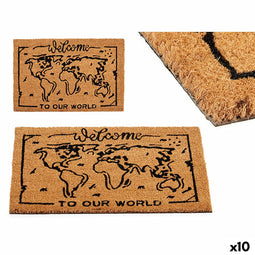 Deurmat GiftDecor World Afgedrukt PVC Kokosvezel 40 x 2 x 60 cm (10 Stuks)