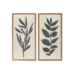 Schilderij Home ESPRIT Blad van een plant Cottage 30 x 3 x 60 cm (2 Stuks)