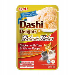 INABA CAT Dashi Delights Delicate Vlokken Kip met Tonijn & Zalm - kattensnack - 40g