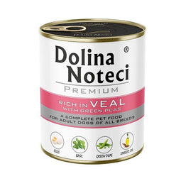 DOLINA NOTECI Premium rijk aan kalfsvlees met groene erwten – natvoer voor honden – 800g